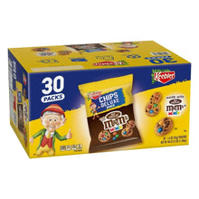Keebler cookie multipack box, 30 packs with Chips Deluxe and M&M’s Minis
