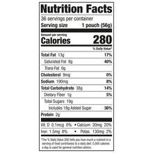 Nutrition Facts label for Keebler Fudge Stripes Minis, 1 cookie (56g), 280 calories