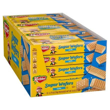 Vanilla sugar wafers box, side view with stacked packages and wafer graphics