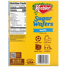 Vanilla sugar wafers package back panel with Nutrition Facts and Keebler logo