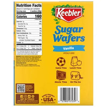Vanilla sugar wafers box back, Nutrition Facts and Keebler logo