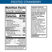 Frosted strawberry toaster pastries nutrition facts panel with ingredients and calories