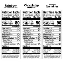 Kellogg's Rice Krispies Treats Nutrition Facts for Rainbow, Chocolatey Drizzle, Sprinkles