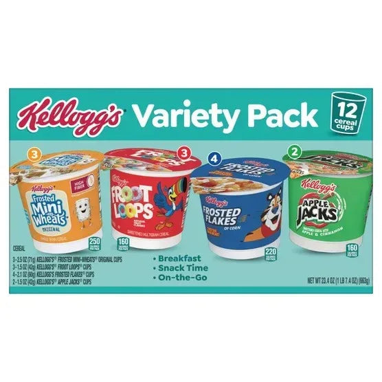 Kellogg's Cereal Cups, Family Variety Pack, 12-count