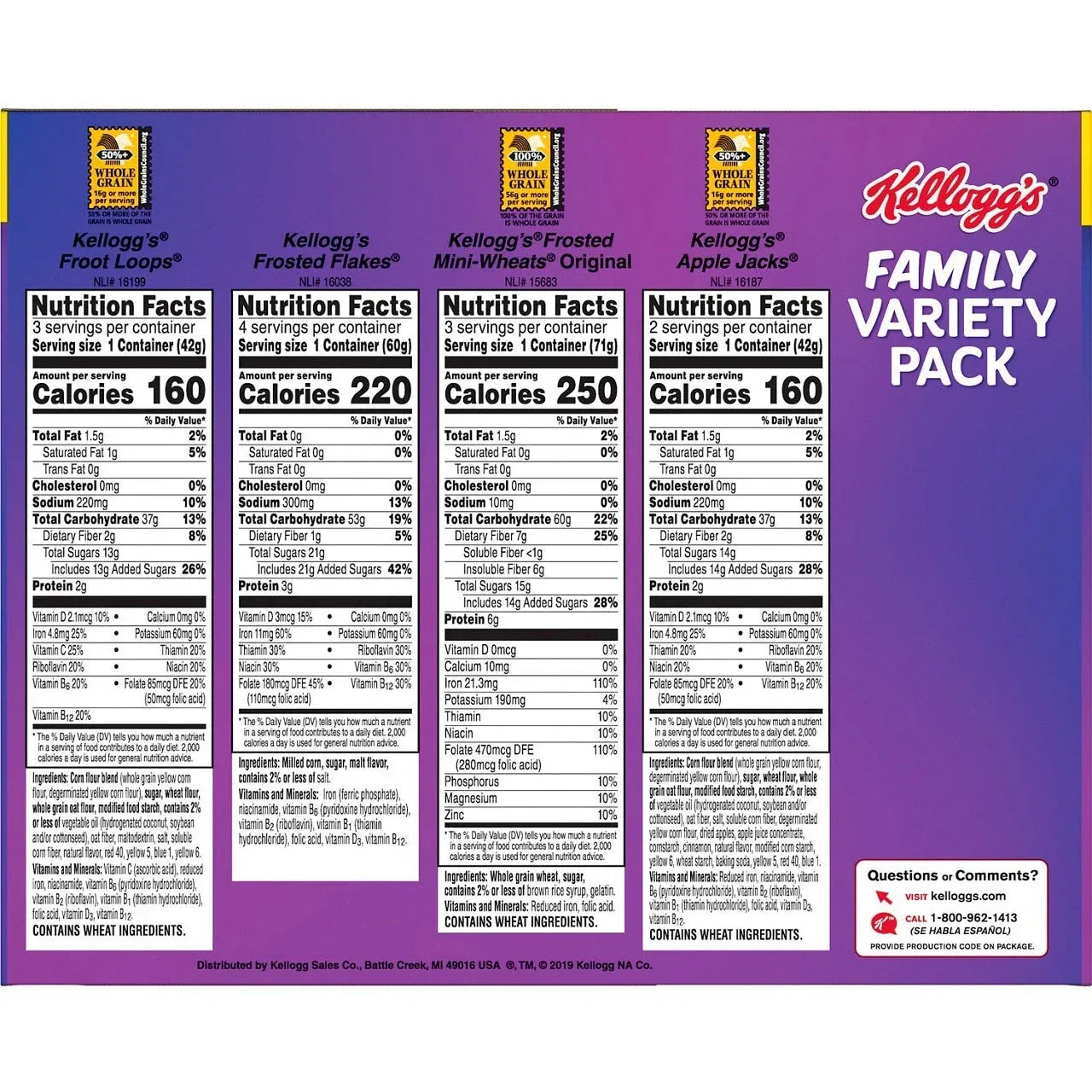 Kellogg's Cereal Cups, Family Variety Pack, 12-count
