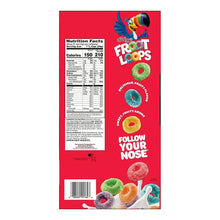 Kellogg's Froot Loops cereal box back panel with nutrition facts and serving info