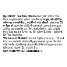 Kellogg's Froot Loops cereal ingredients text panel on the back of the box