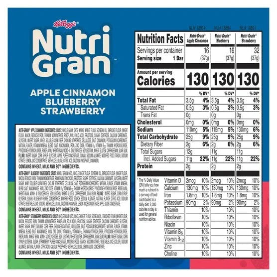 Kellogg's Nutri-Grain Soft Baked Breakfast Bars, 1.3 oz, 64-count - USA MEGA SHOP