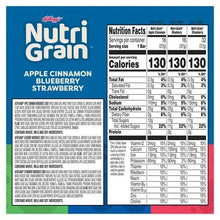 Nutrition Facts panel for breakfast bars showing calories and macronutrients tables