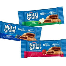 Breakfast bar variety wrappers with apple, blueberry, and strawberry flavor packs