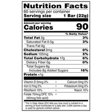 Nutrition Facts label for Rice Krispies Treats bars, 1 bar (22g), 90 calories