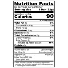Rice Krispies Treats Nutrition Facts panel for 1 bar (22g)