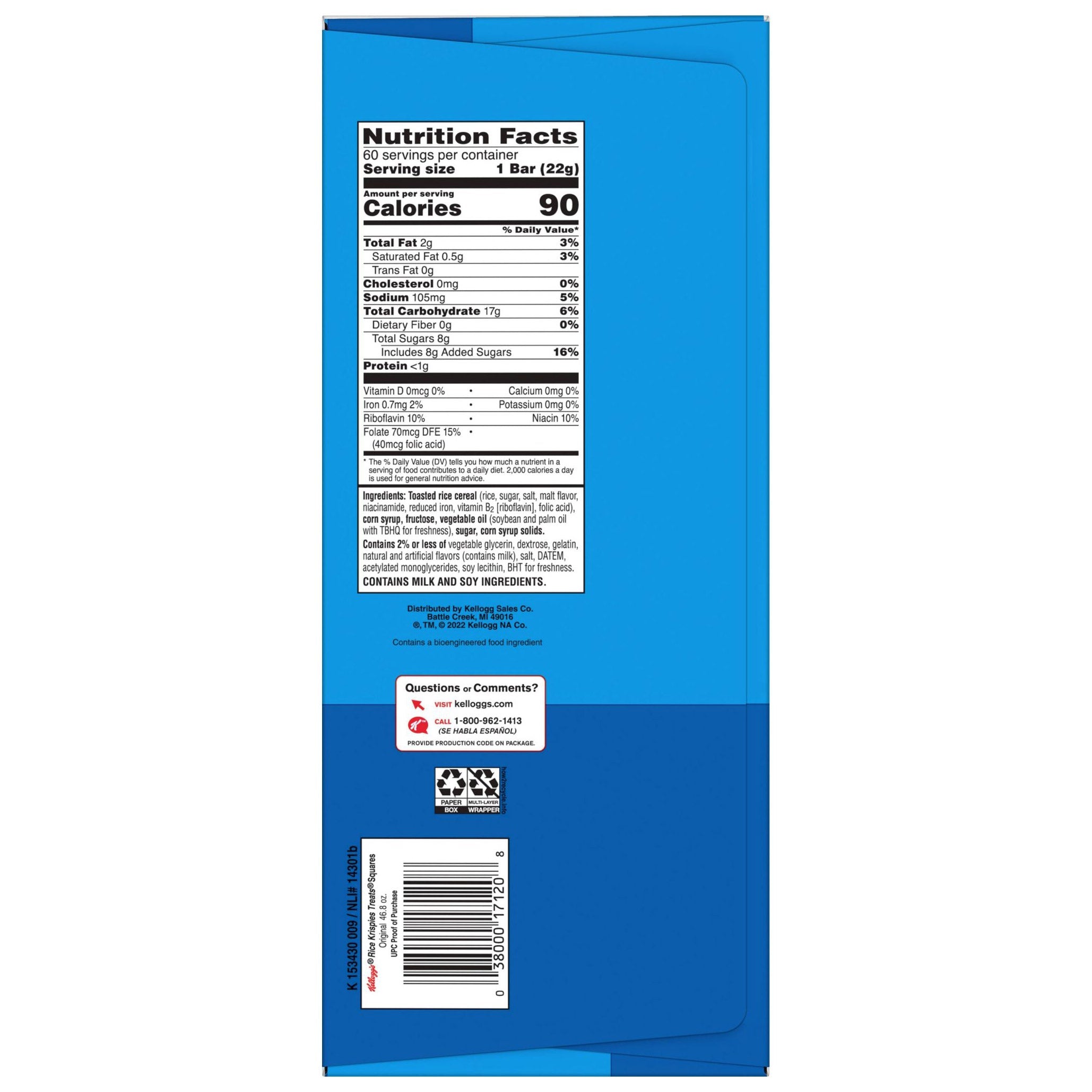 Kellogg's Rice Krispies Treats, 0.78 oz, 60-count