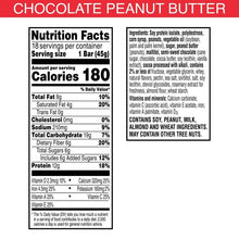 Nutrition Facts panel for chocolate peanut butter protein bar
