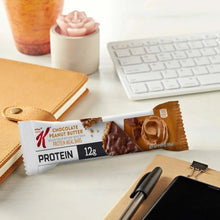 Chocolate peanut butter protein bar packages, 12g, with bar pieces
