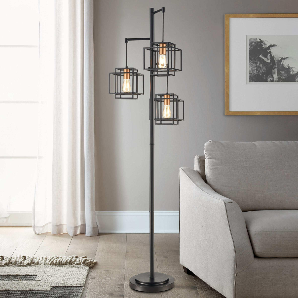 Kelsey Dual Square 3-Light Floor Lamp - USA MEGA SHOP
