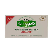 Kerrygold pure Irish unsalted butter box front with 6 sticks badge