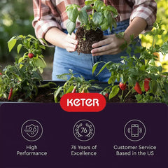 Keter Alfresco Garden Bed Planter 44" x 18" x 33" Durable Wood-Look with Self-Watering and Drainage System, Black