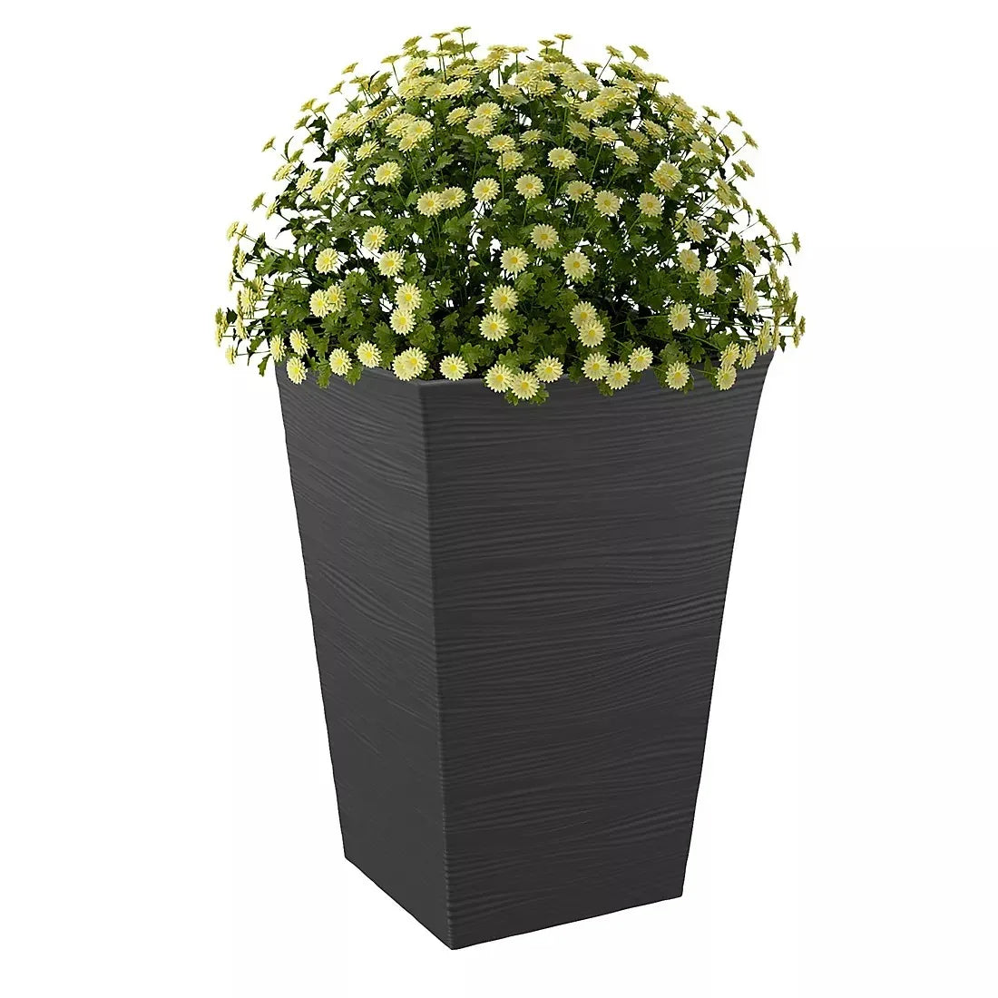 Keter Wave Planter Durable Resin Modern Large Flower Pot Tapered Planters for Outdoor and Indoor, Graphite