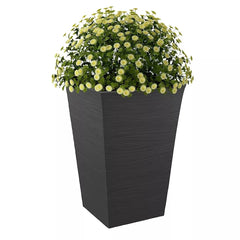 Keter Wave Planter Durable Resin Modern Large Flower Pot Tapered Planters for Outdoor and Indoor, Graphite
