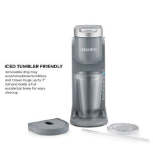 Gray Keurig K-Iced single-serve coffee maker with iced tumbler and removable drip tray