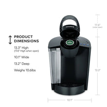 Keurig® single-serve coffee maker in black with stainless water reservoir