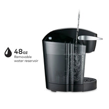 Keurig® single-serve coffee maker with water poured into the removable reservoir