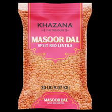 Khazana masoor dal split red lentils bag, with red lentils filling view