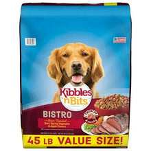 Dry dog food bag with dog portrait; Bistro beef, vegetable & apple flavors