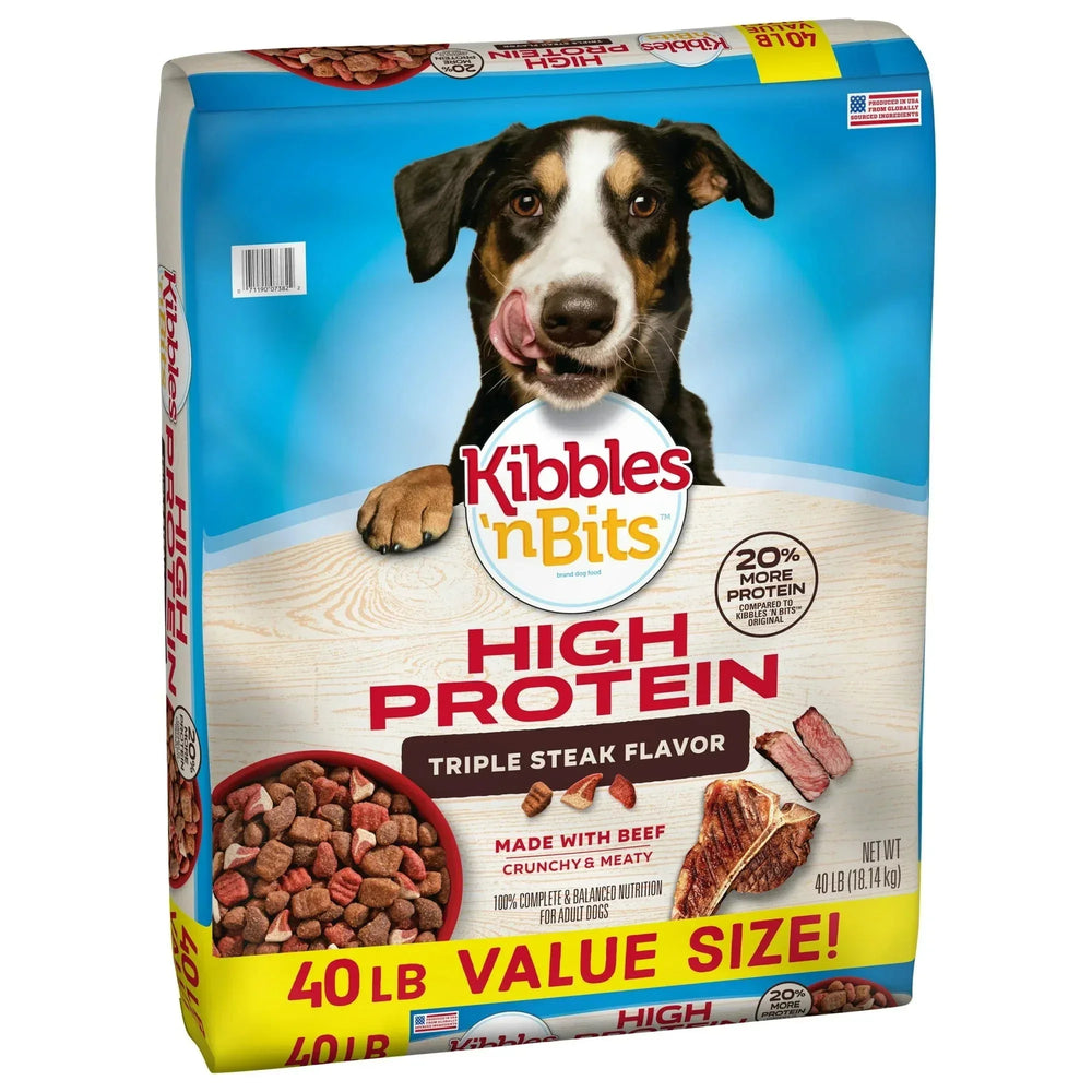 Kibbles 'n Bits Triple Steak Flavor Dry High Protein Dog Food - USA MEGA SHOP