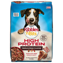 Kibbles 'n Bits high-protein dry dog food, triple steak flavor, 20% more protein