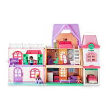 Kid Connection doll house play set with 28 pieces, open multi-room pastel house toy