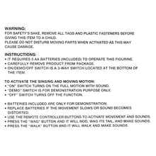Paper product instructions with safety warning and battery/operation directions