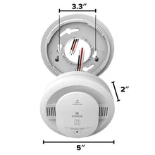 Kidde smart smoke and CO detector with mounting wires and size dimensions