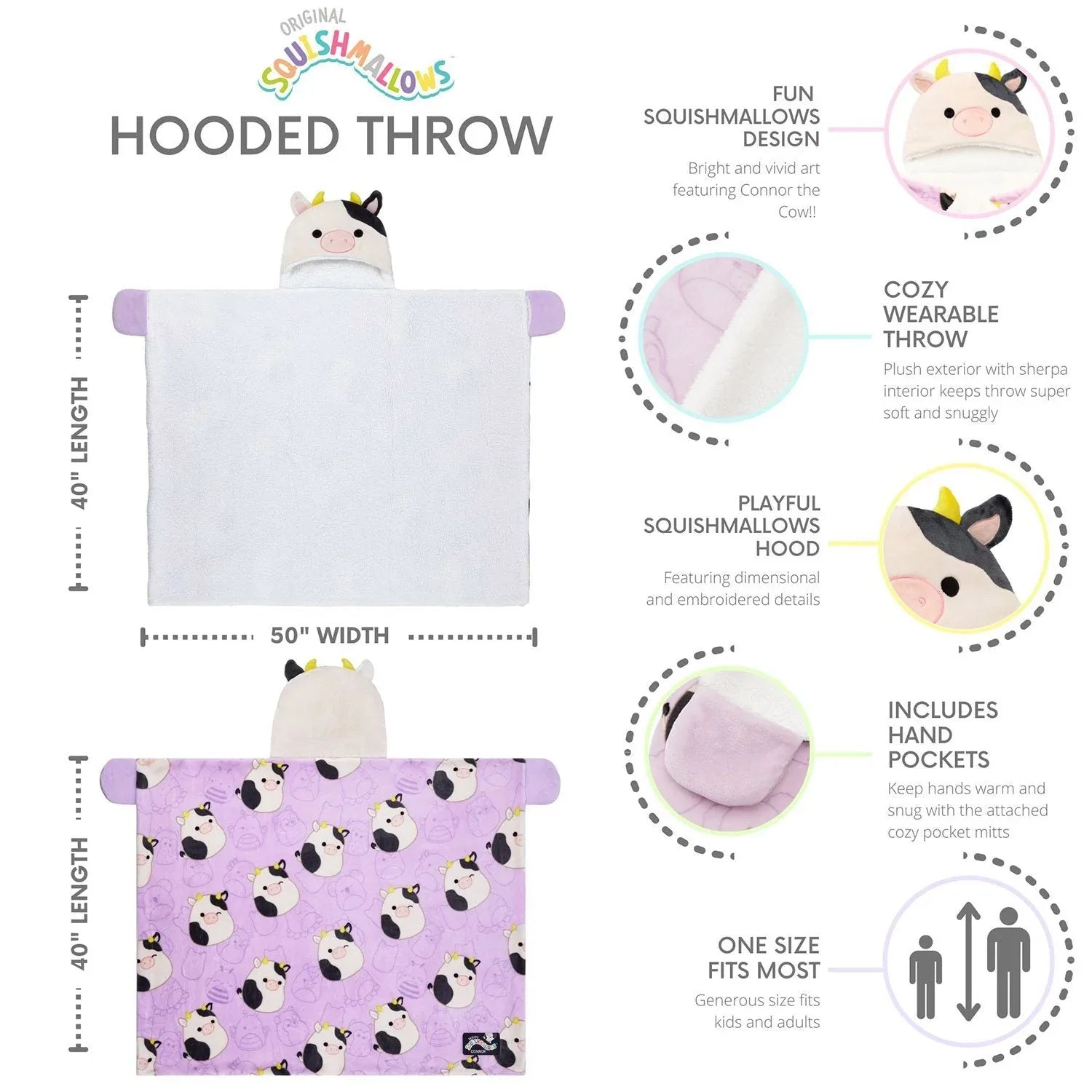 Kids Licensed 40" x 50" Hooded Throw with Sherpa Lining - USA MEGA SHOP