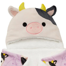 Sherpa-lined animal hood with long-ear design and stitched face details
