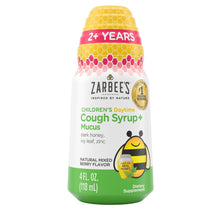 Zarbee’s kids day cough syrup for mucus, honey flavor, 4 fl oz bottle