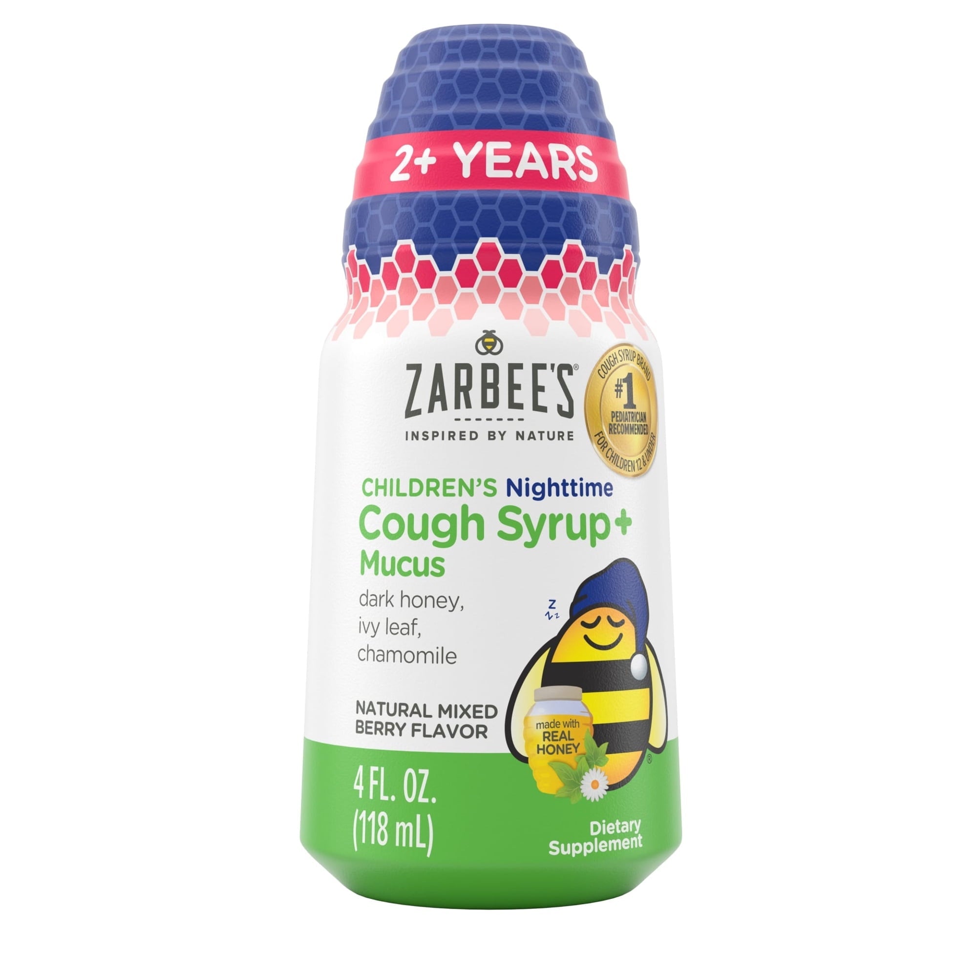 Kids Zarbee’s Cough + Cold Mucus Day and Night Value Pack, Honey, Ivy Leaf, 2x 4 fl. oz.