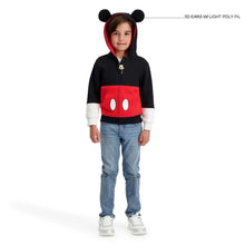 Kids character hooded jacket with 3D ear detail and red-and-black face design