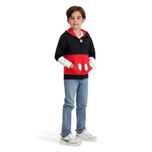 Kids character hooded jacket with red midsection panel and white face graphic