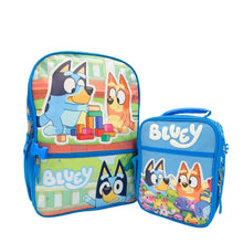 Blue kids character backpack set with Bluey front print and matching small pouch