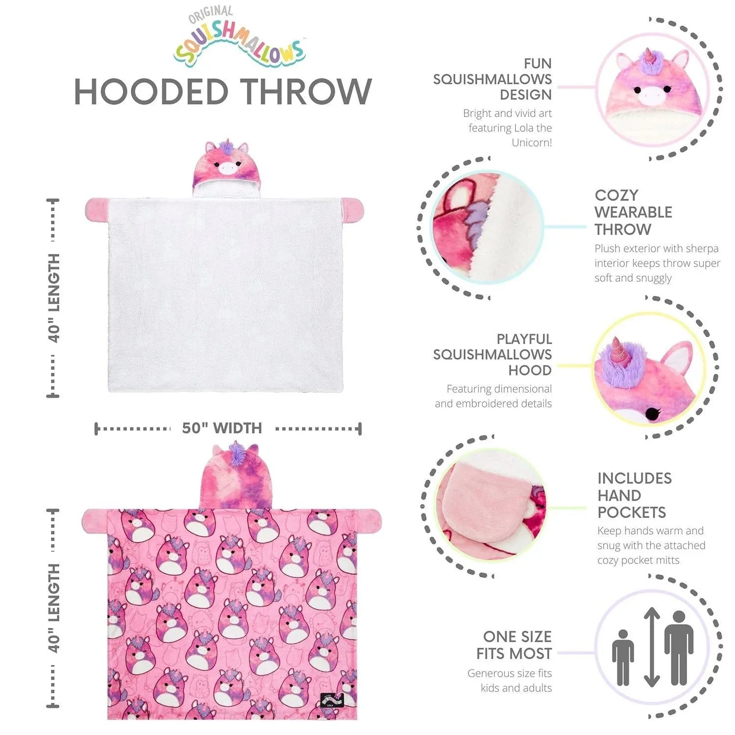 Kids Licensed 40" x 50" Hooded Throw with Sherpa Lining - USA MEGA SHOP