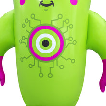Green inflatable monster bop bag chest with central target emblem and circuit lines