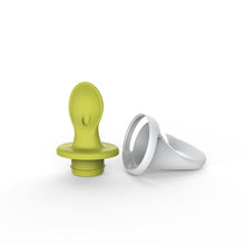 Reusable silicone squeeze spoon, lime green and gray cap, 2-pack