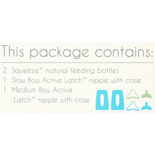 Retail box back panel with included items list and colorful bottle icons