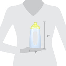 Size diagram of natural feeding bottle with yellow nipple, 7-inch height