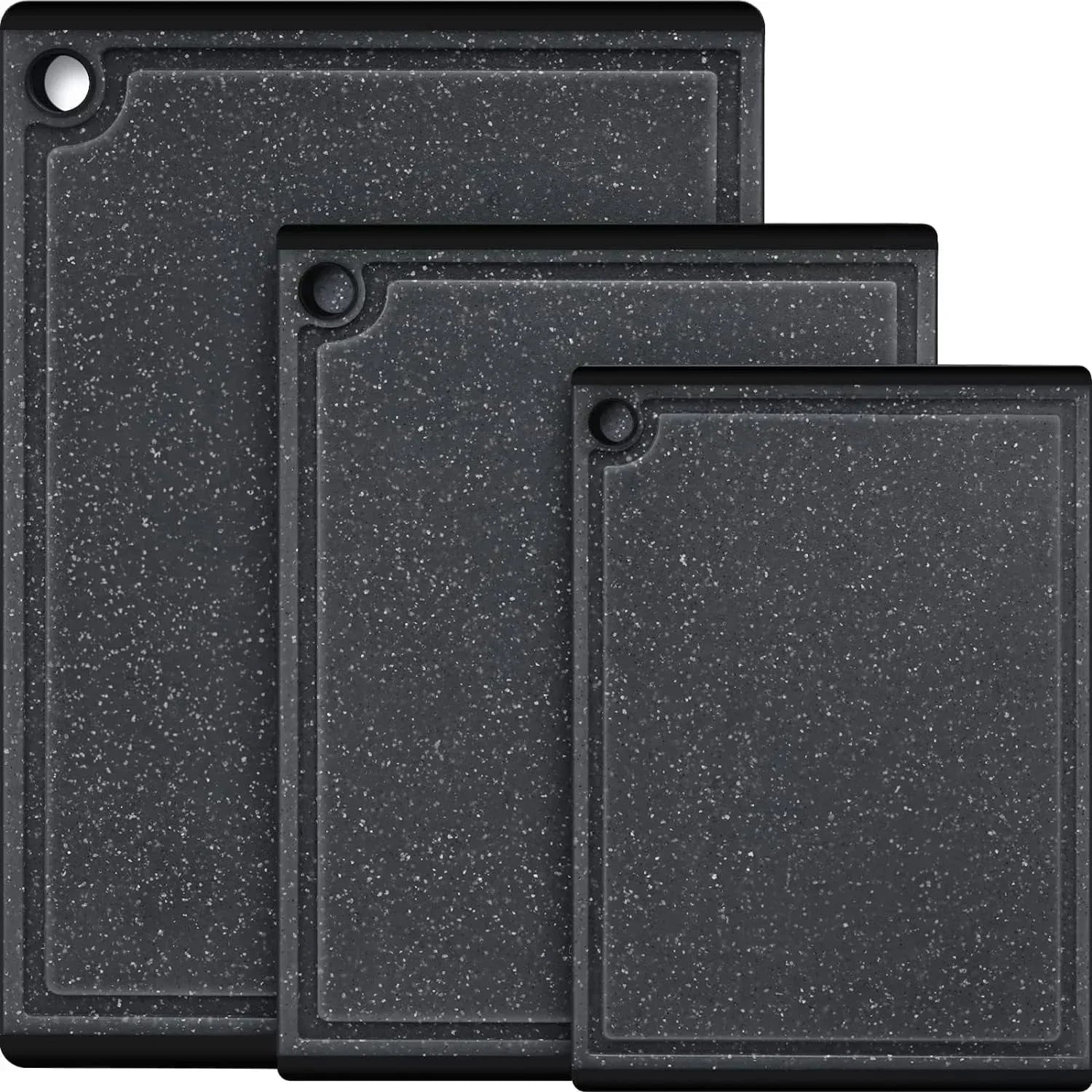 Kikcoin 3-Piece Plastic Large Cutting Boards Set for Kitchen, Non-slip Feet and Juice Grooves, Multicolor - USA MEGA SHOP