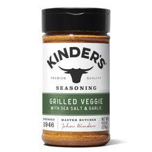 Kinder's Grilled Veggie Seasoning jar with black lid and spice label