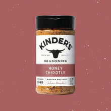 Honey chipotle seasoning jar with black lid and honey chipotle label