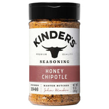 Honey chipotle seasoning jar with black lid and brown spice label